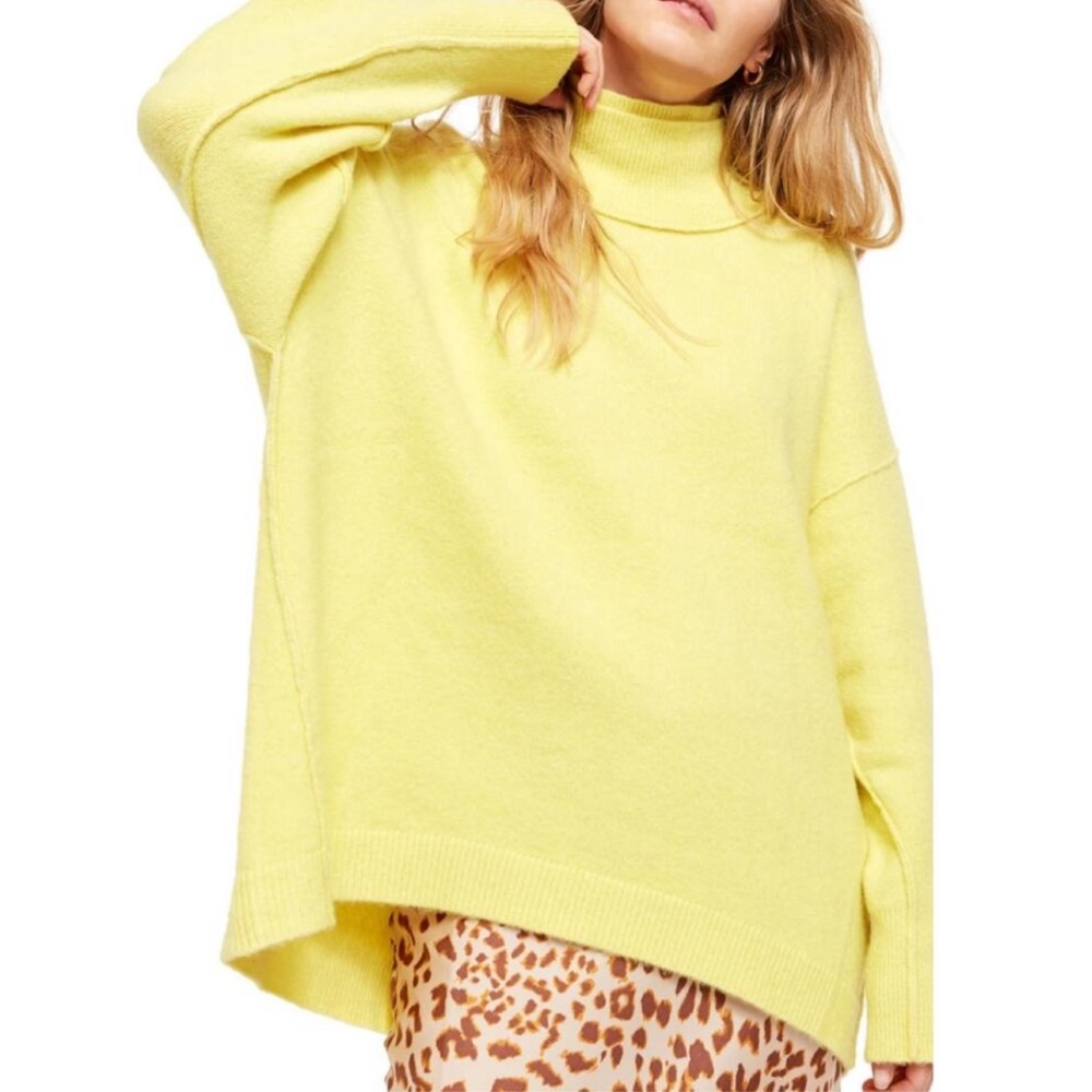 Free People Pale Yellow Turtleneck Sweater